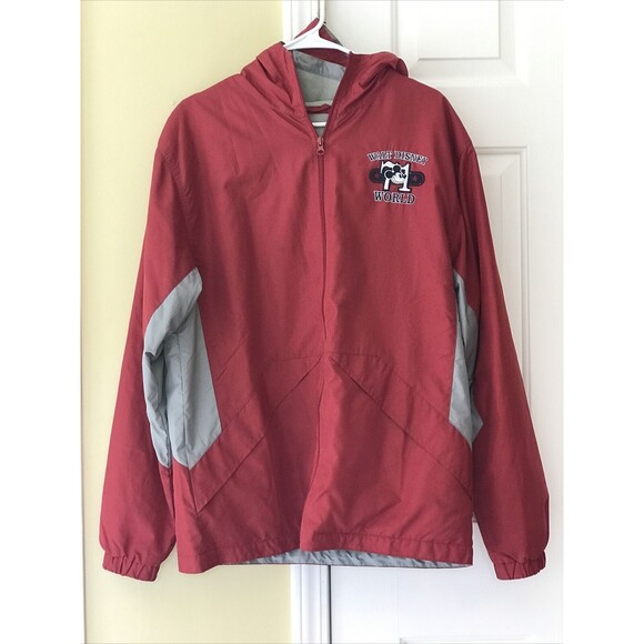 Walt Disney World‎ Parks  M Hooded Windbreaker Rain Jacket Coat RED GRAY 1971 - Picture 2 of 8